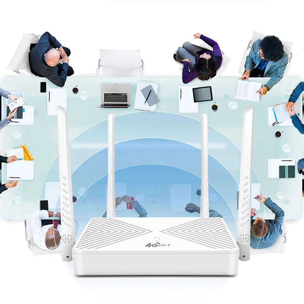 راوتر لاسلكي 4G 4 هوائيات خارجية مودم موزع إنترنت واي فاي مع فتحة بطاقة SIM راوتر إنترنت لاسلكي 300 ميجابت في الثانية للمنزل/المكتب