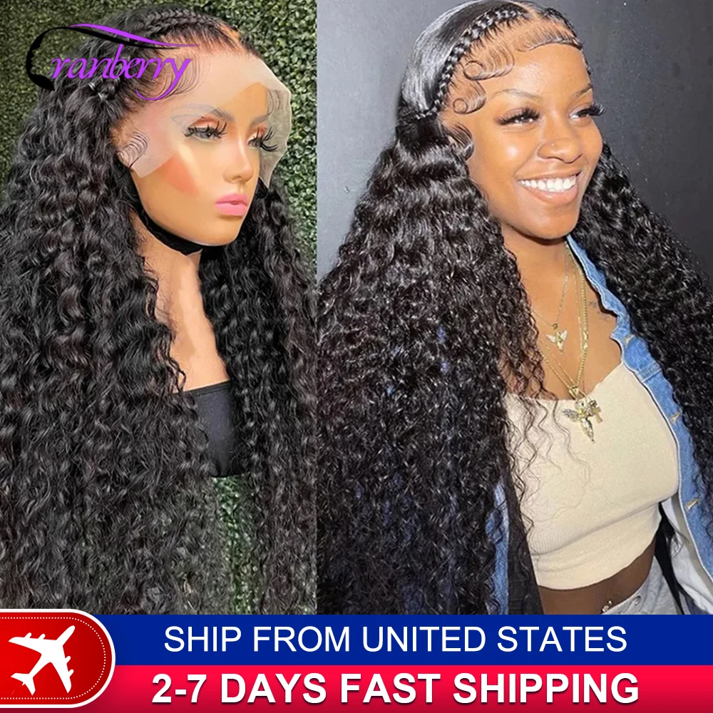 

Human Hair Lace Wigs Remy Brazilian Transparent Water Wave 13x4 Lace Frontal Wig 180% Density Cranberry Hair 13x4 Lace Front Wig