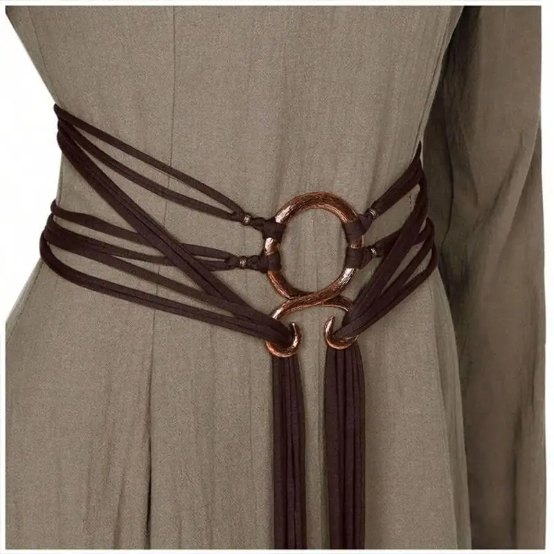Medieval Long Rope Ring Knotted Belt for Women, Norse Witch  display picture 3