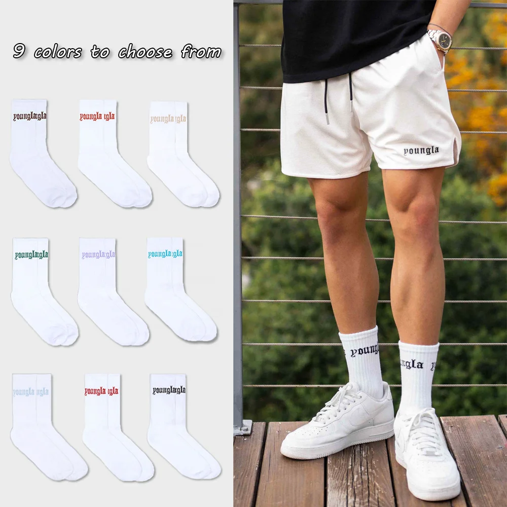 Sports Socks YoungLA Gym Running Fitness Football Golf Socks Sweat Absorbing Breathable Soft and Comfortable Cotton Long Socks