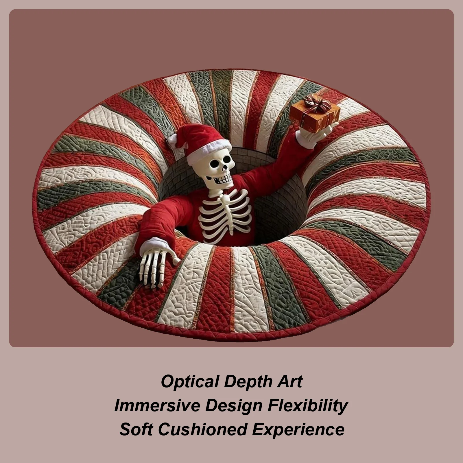 Christmas Rug 3D Optical Christmas Mat Skull Non-Slip Visual Door Carpet For Kitchen Entryway Entrance Indoor Bathroom Bedroom