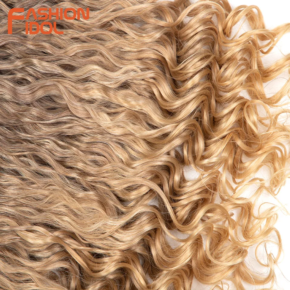 FASHION IDOL 22 Inch Deep Wave Crochet Hair Synthetic Ombre Brown Blonde Water Wave Braiding Hair Extensions for Women Daily Use image 6