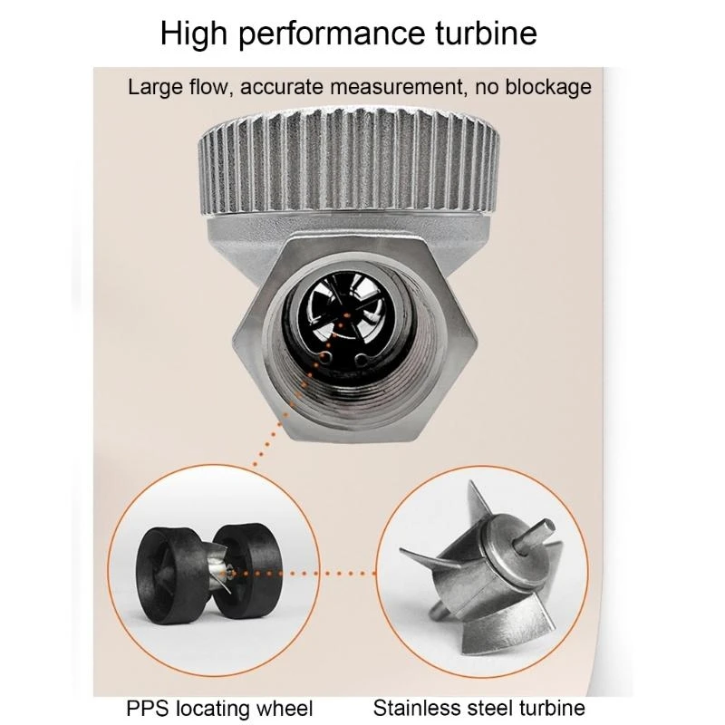 مقاوم للماء الوقود متر الوقود الرقمي متر تدفق المياه متر التوربينات الرقمية الصغيرة مقياس الجريان تدفق الوقود متر 2 أحجام دروبشيب #5