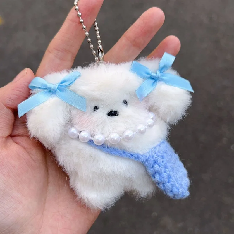 LLavero de perro de dibujos animados para mujer, lindo llavero de perro de peluche para niñas, regalos creativos, llavero de gato, bolsa de coche, accesorios colgantes