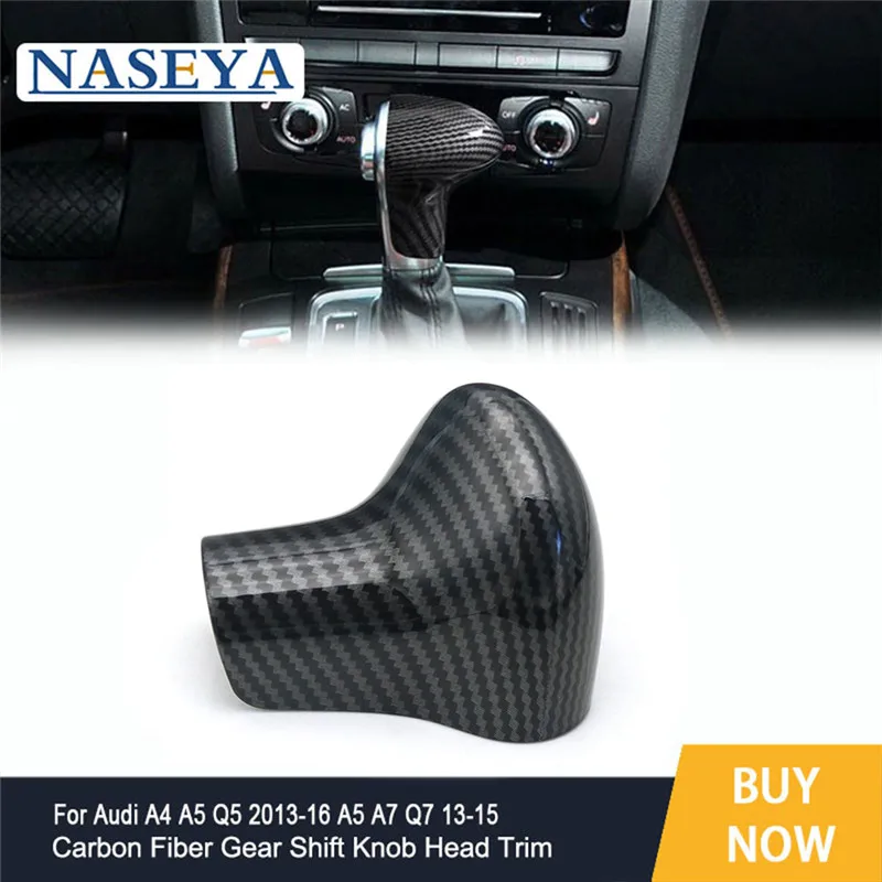 

ABS Composite Carbon Stickers For Audi A4 A5 Q5 2013-2016 A7 Q7 2013-2015 Car Accessories Gear Shift Knob Head Trim Cover