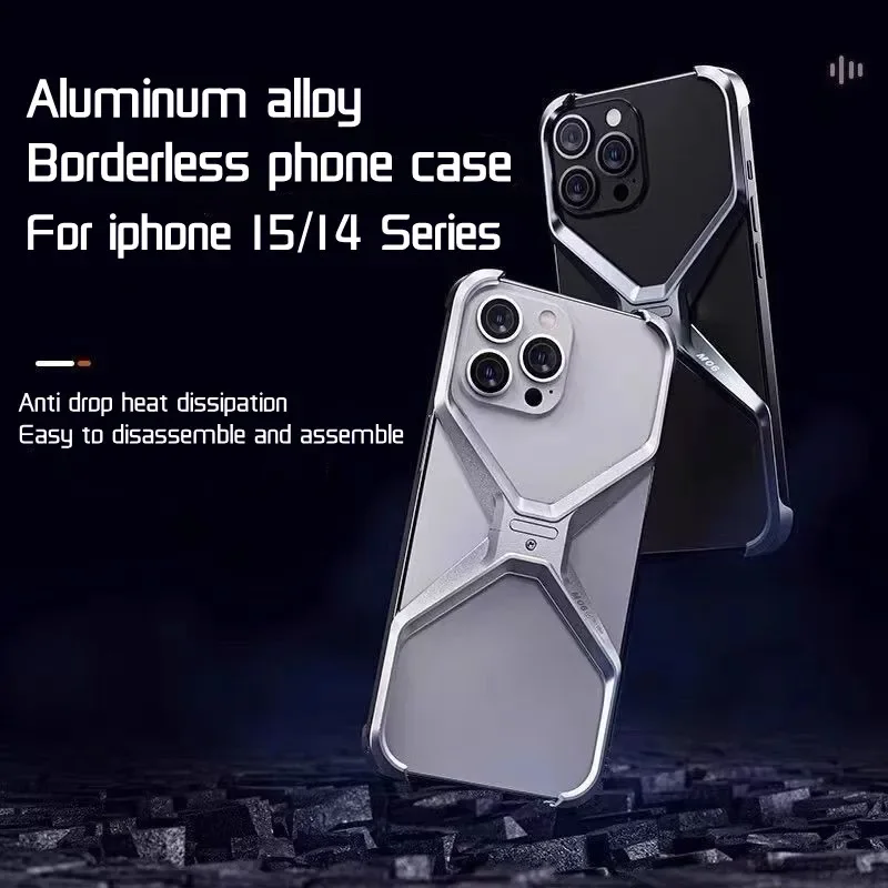 X Shape Metal Bumper Armor Phone Case For iPhone 15 14 13 Pro Max Shell Shockproof Aluminum Cover For iPhone 15 14 13 Pro Fundas