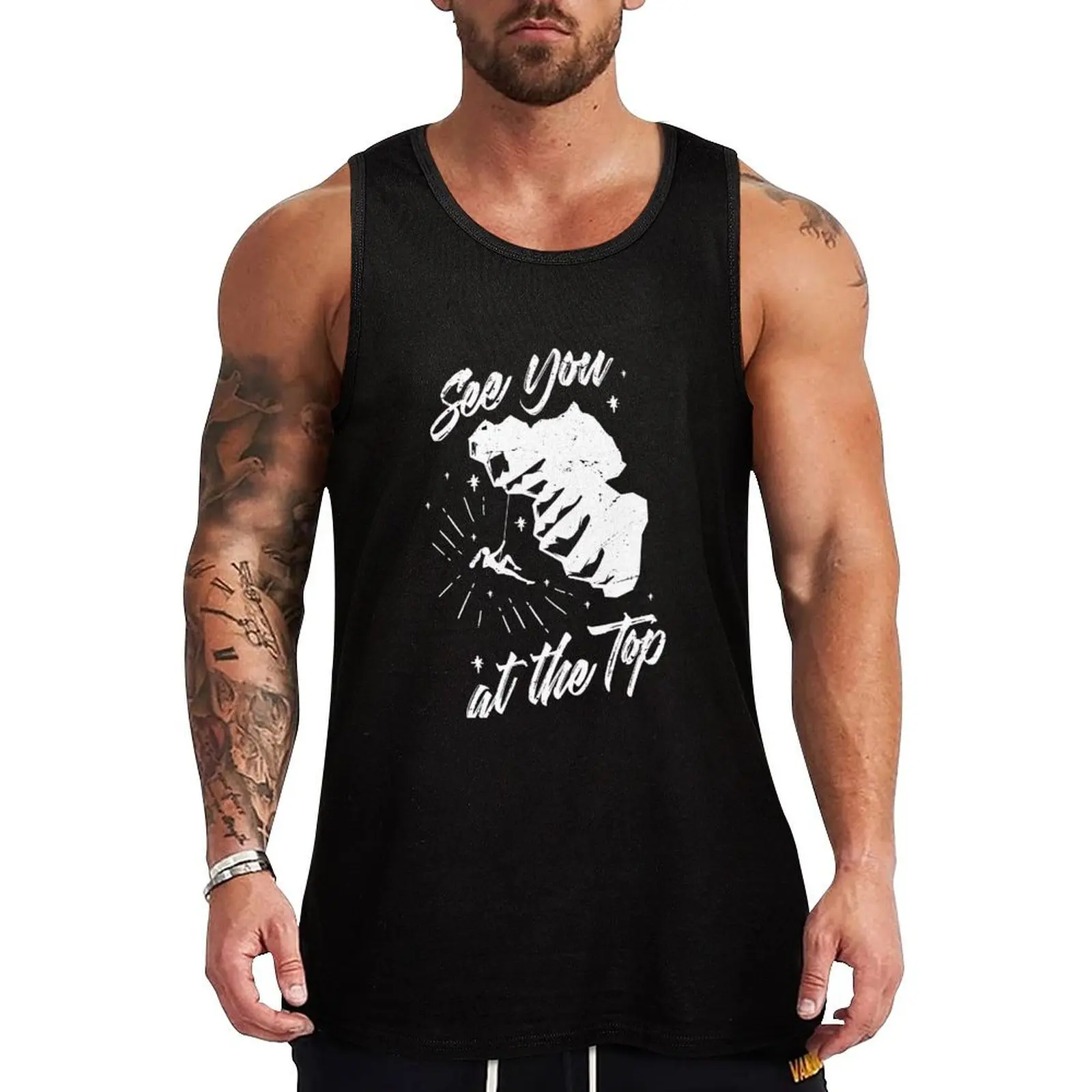 See You At The Top Tank Top t-shirt for man quick-drying t-shirt Men's summer clothes gym clothing men