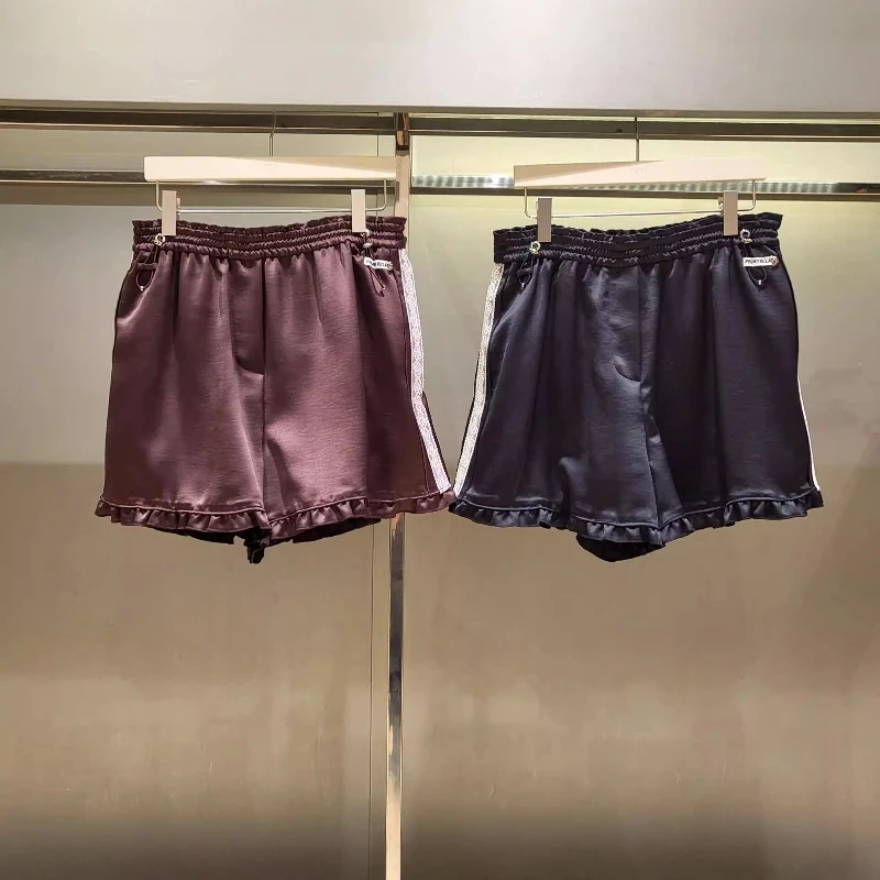 

Korean Style Casual Lace Trim Elastic Waist Sports Shorts Spring 2026 Ladies Polyester Fiber Comfortable Elastic Waistband