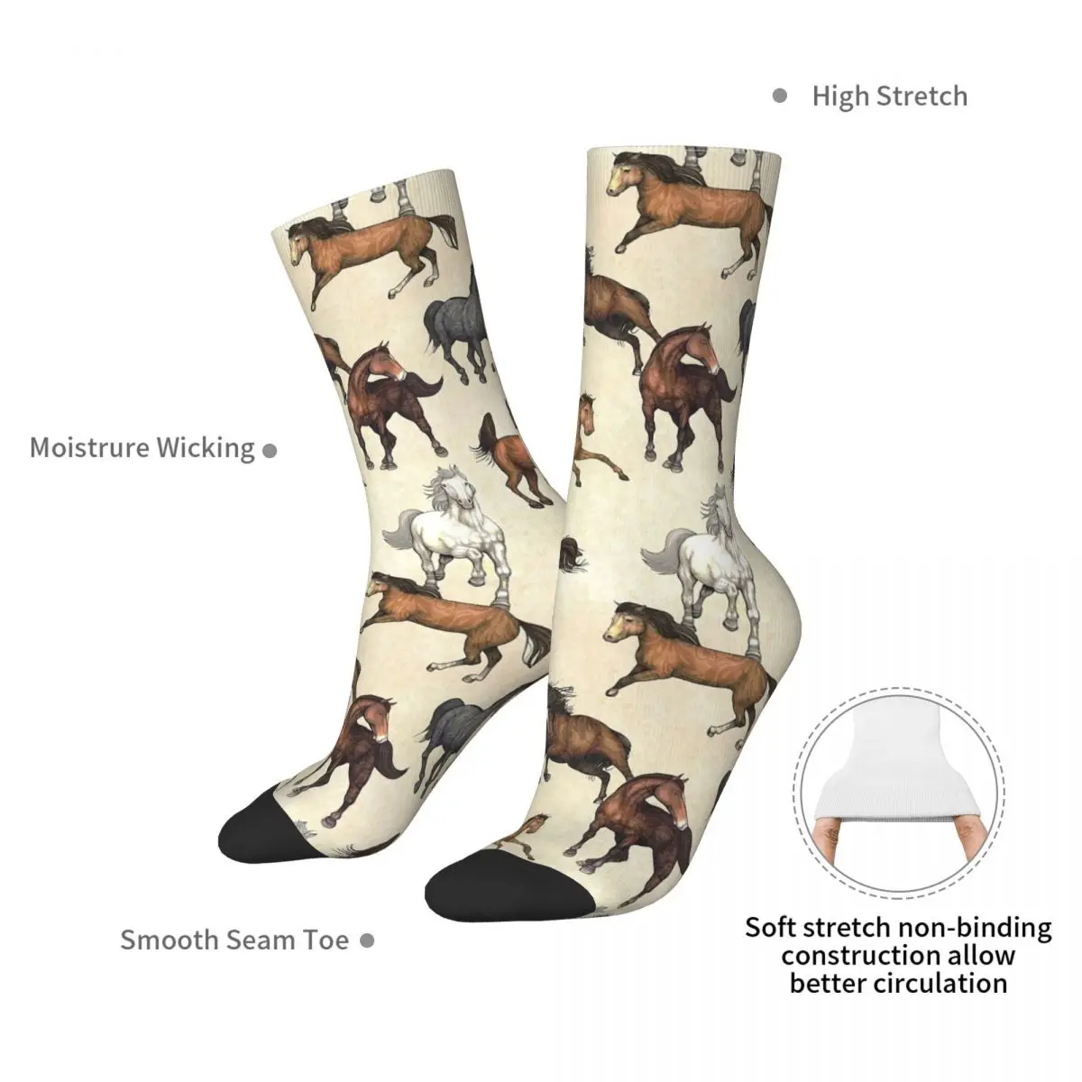 Sunset Horse Pattern Socks Harajuku Super Soft Stockings All Season Long Socks Accessories for Man's Woman's Gifts