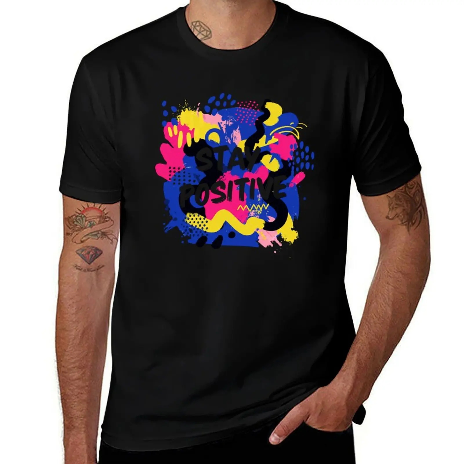 

Stay Positive Graffiti Pop T-Shirt T-shirts oversize shirts graphic Short sleeve tee men