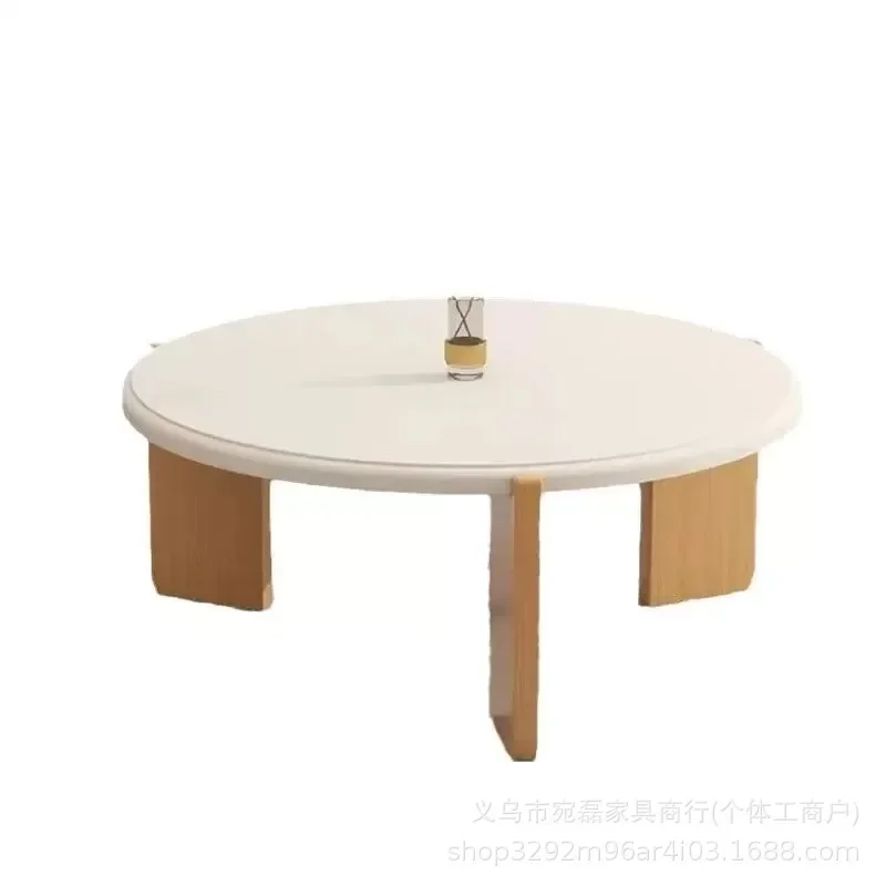 

Круглый журнальный столик для спальни и гостиной, кремовый, бесшумный, для небольшой квартиры, простой, угловой, современный