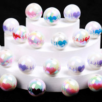 15pcs 16mm UV Printed Love Electrocardiogram Round Beads With Straight Holes Acrylic Beads DIY Handmde Beads For Jewelry Making