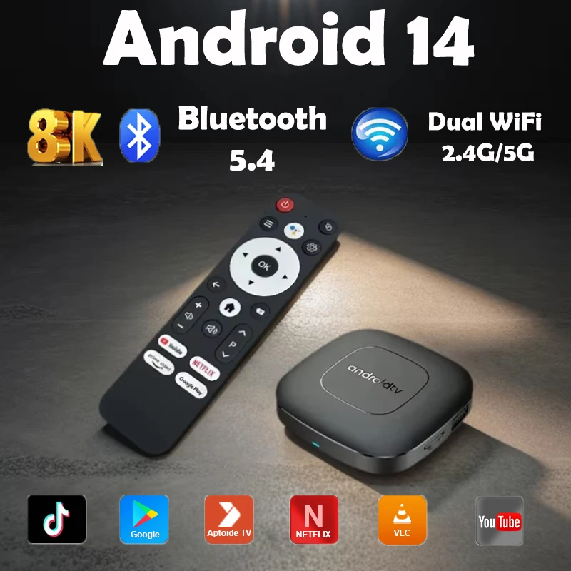 T1 Smart TV Box Android14 Allwinner H313 Bluetooth 5.4 paramètres Top Box HDR10 lecteur multimédia TV Box Support Google double WiFi 2025