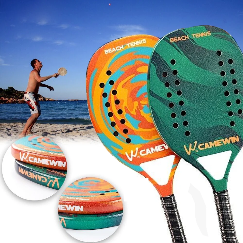 

Adult Professional Full Carbon Beach Tennis Paddle Racket Soft EVA Face With Bag Unisex Equipment Padel