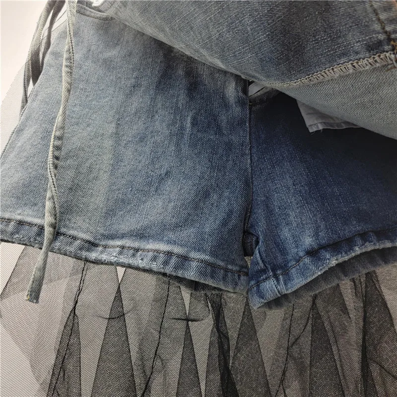 Moda estetica Harajuku Patchwork Maglia irregolare Mini gonna di jeans Emo Hot Girl Vita alta A-line Stile gotico Kpop Gonne