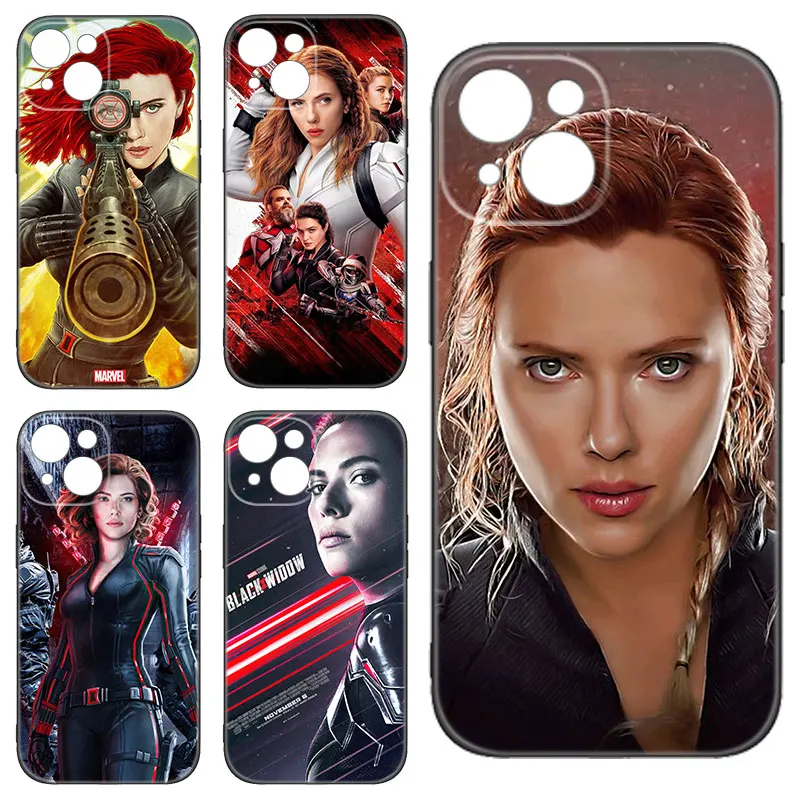 Funda de silicona negra de Marvel Black Widow para Apple iPhone, 12, 13 Mini, 11, 14, 15 Pro Max, 7, 8 Plus, X, XR, XS, SE, 2020, 2022