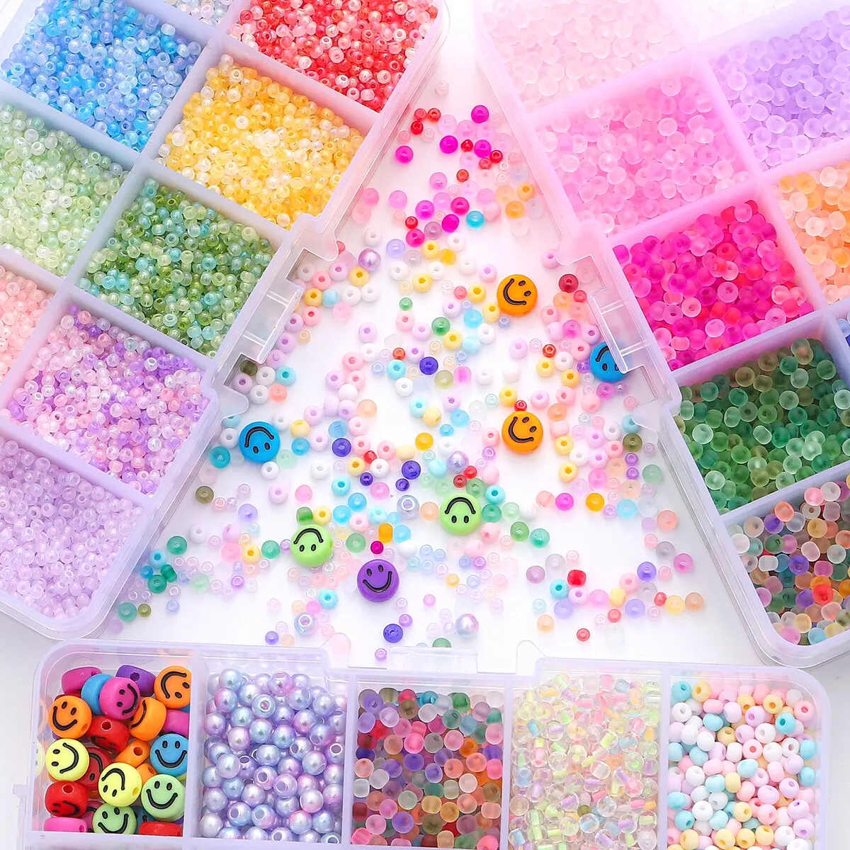 About2200-6600pcs Frosted Rice Beads, Letter Beads, Material Bag, Handmade DIY, Beaded Bracelet, Necklace, Jewelry Accessories