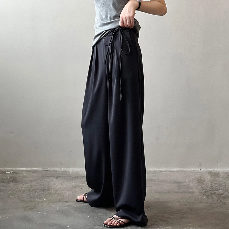 

Women Dress Pants Business Casual Straight Leg Stretch Work Pants Lace-Up Wide Leg Pocket Trousers Office Ladies Outfit