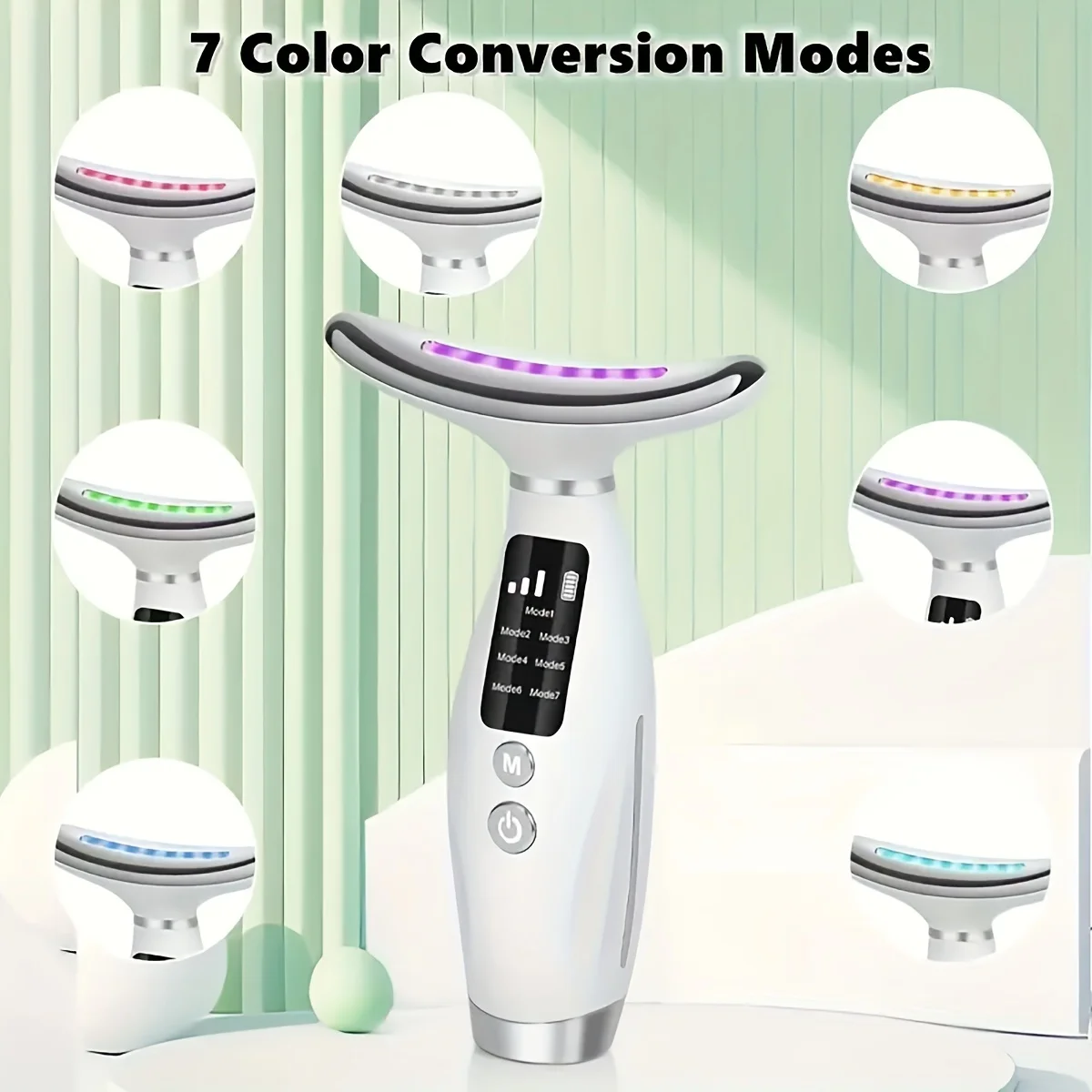 EMS Neck Face Lifting Beauty Device 7Colors Multi Functional Beauty Instrument Portable Facial Lift Skincare Machine Free Ship