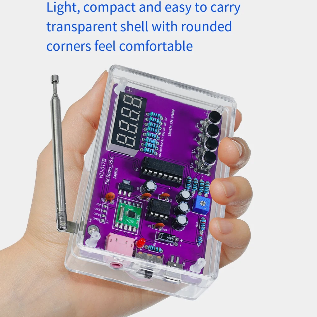 DIY FM Radio Electronic Kit Adjustable Frequency 87-108MHz Digital Display DIY Soldering Project Practice Solder RDA5807S