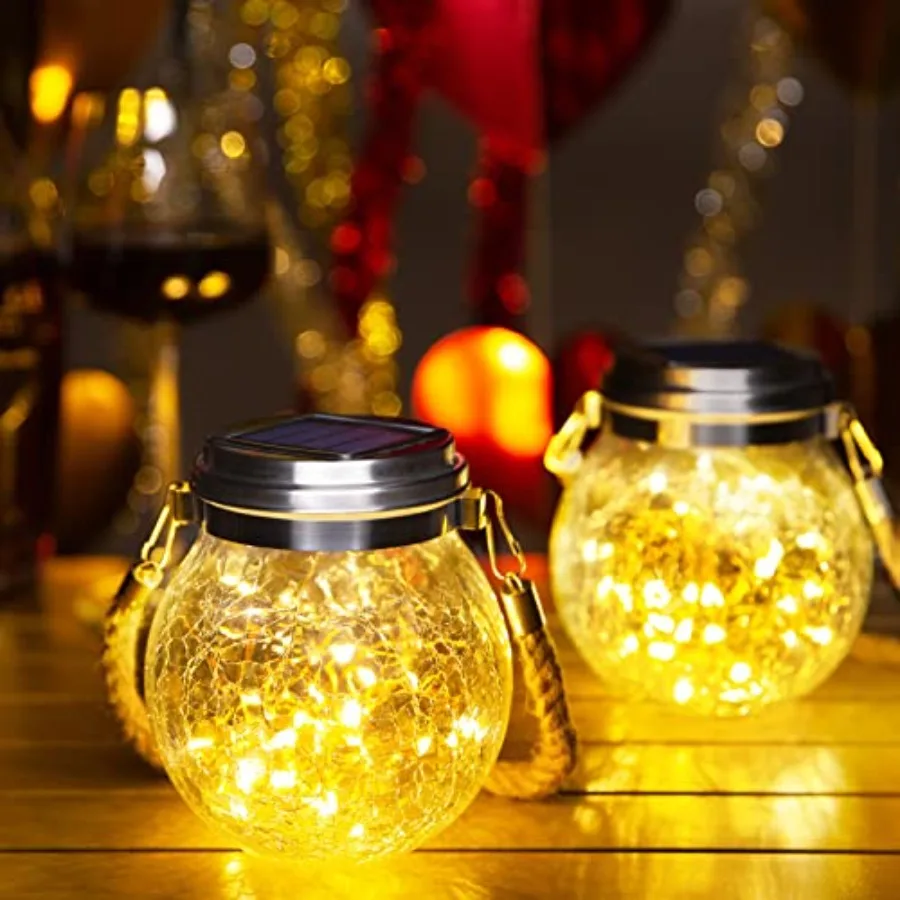 

4 Pack Solar Lanterns Outdoor Waterproof Gifts for Women 30 LED Garden Decor Hanging Solar Lights Decorative Backyard Decorativ
