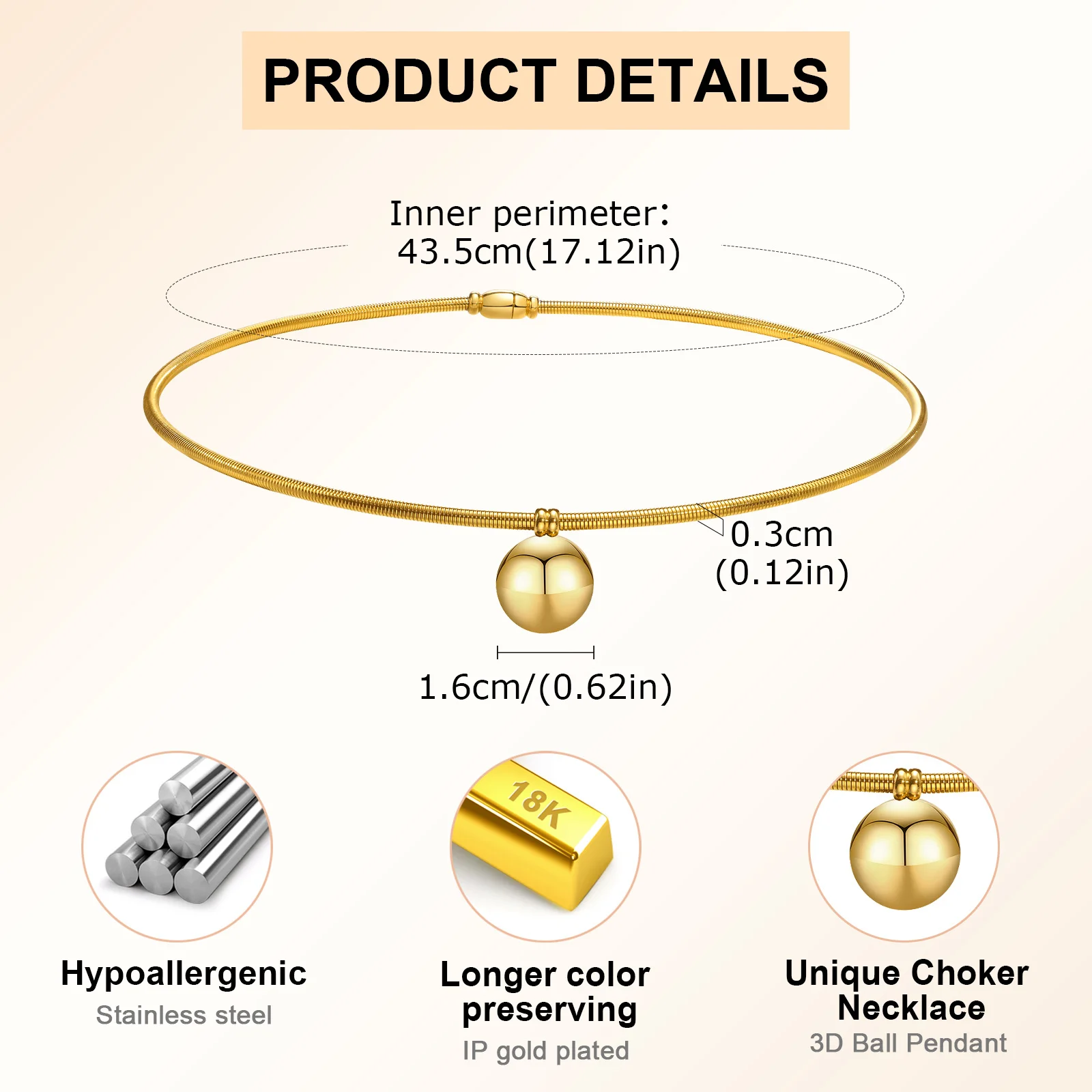Runde Kugel Anhänger Edelstahl Chockers Sexy Halskette für Frauen Edelstahl Schmuck Mama Freundin Valentinstag Geschenk – Detail 5