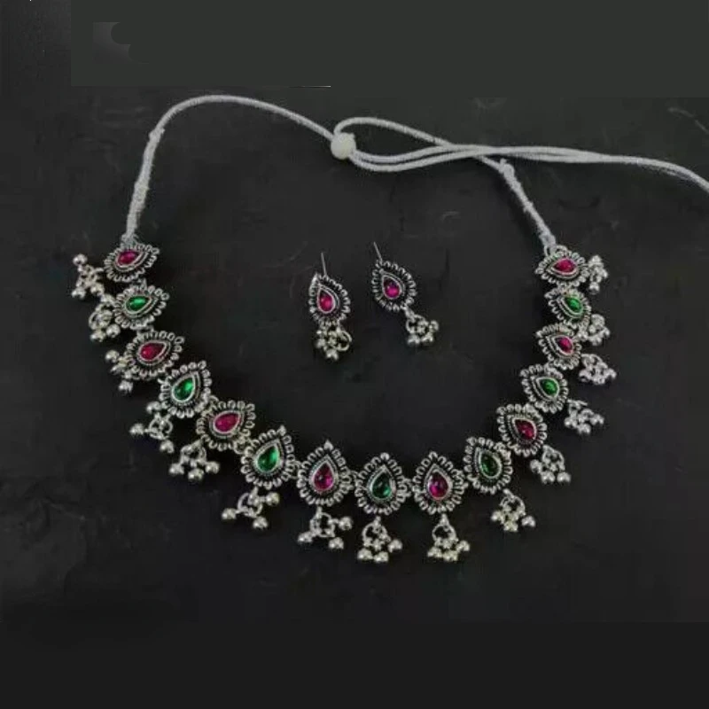 Indian Traditional Wear Woman/Girls Silver Plated Oxidized fancy Necklaces set