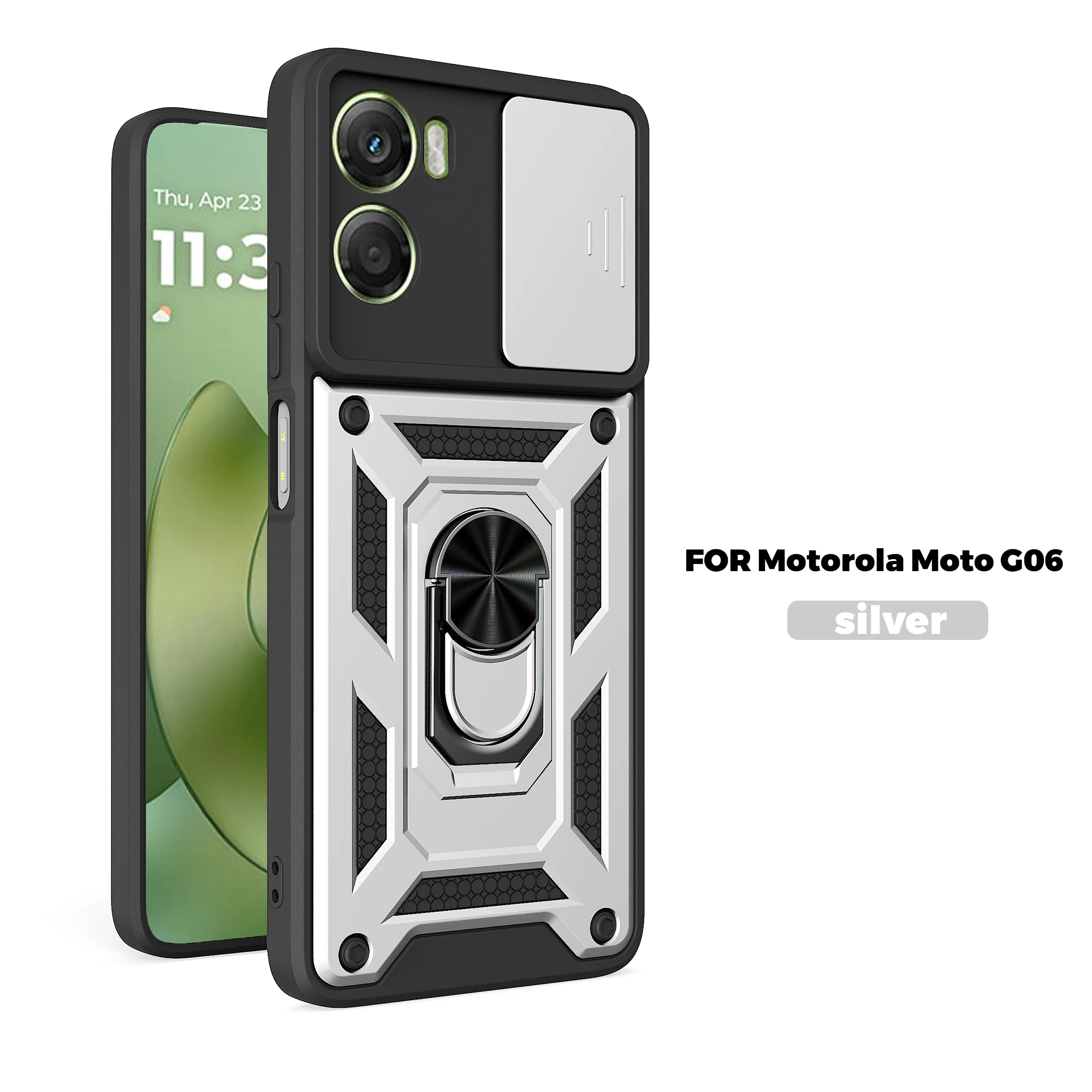 모토로라 모토 G06 슬라이드 카메라 보호 스탠드 폰 케이스 모토 G05 G04 커버용