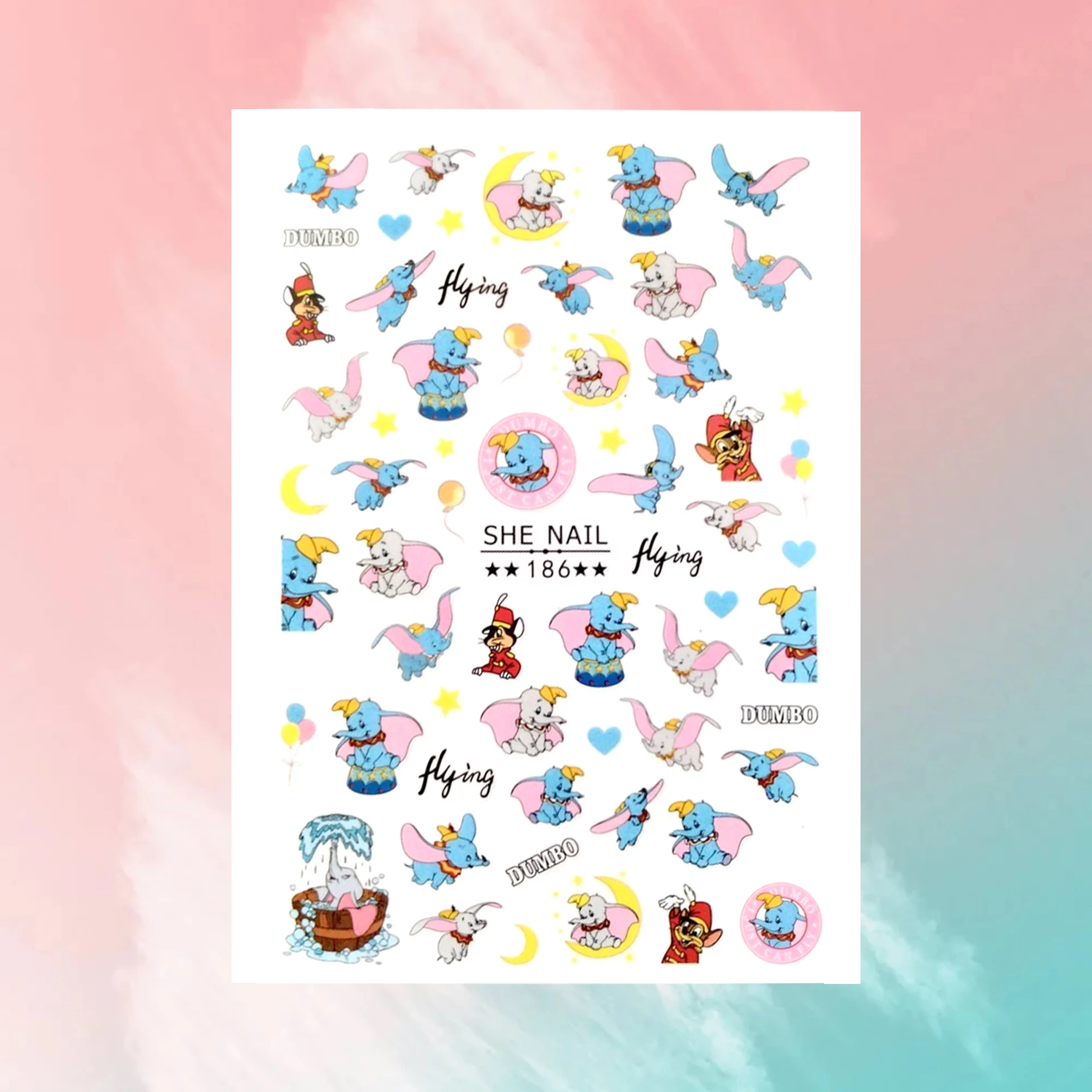 10 Uds. De calcomanías para uñas de Disney, pegatinas adhesivas 3D para uñas, sirena, Dumbo, Mickey, pegatinas de joyería para uñas, calcomanías, suministros para decoración de uñas DIY