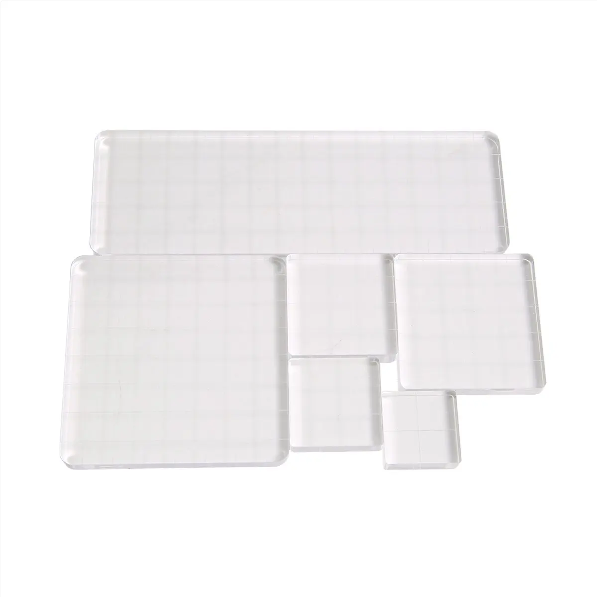 DT38 6 Pieces Stamp Blocks Acrylic Clear Stamping Blocks Tools with Grid Lines for Scrapbooking Crafts Making