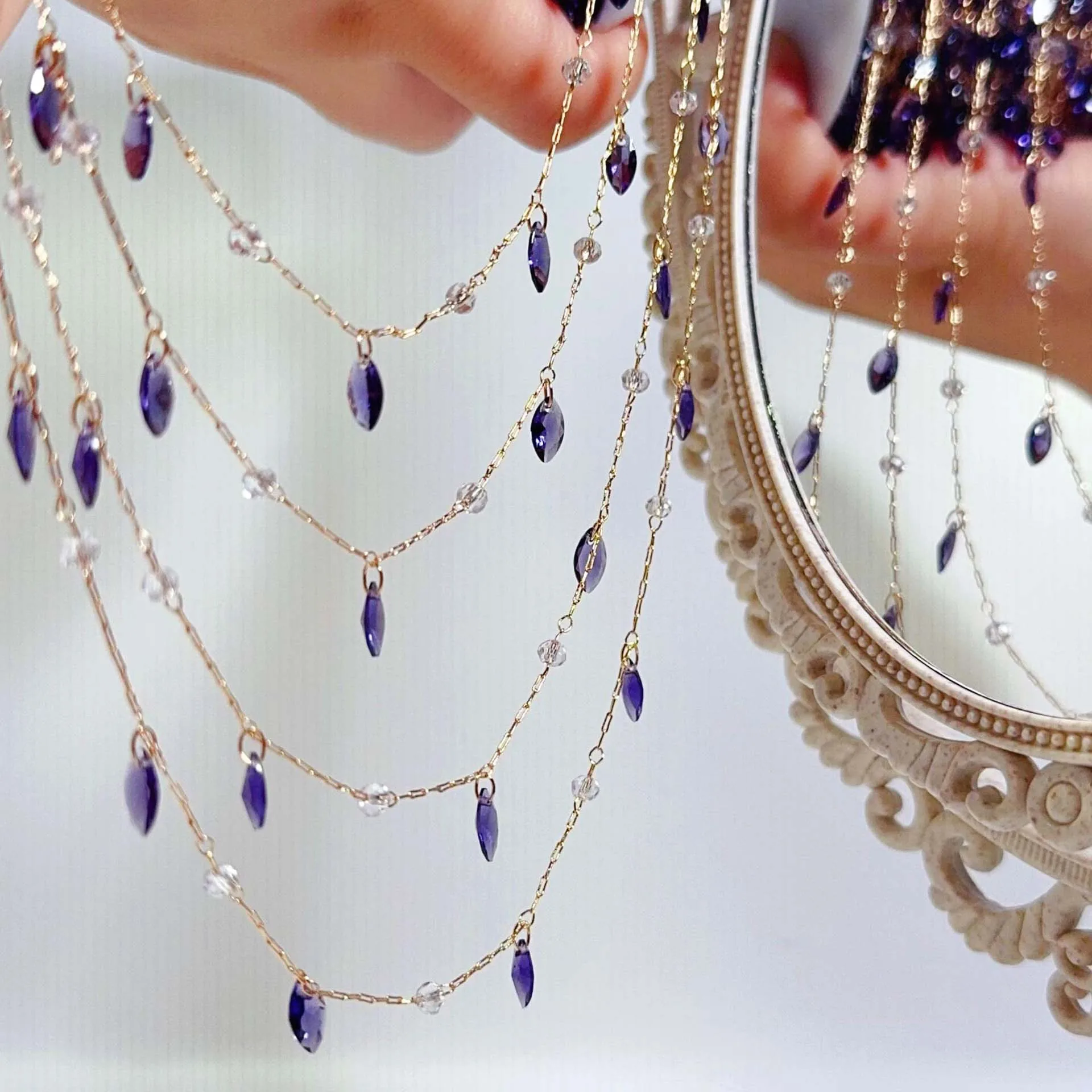 

0,5 м 1 м лавандово-фиолетовый стеклянный лист подвеска медная цепочка хрустальные цепи для DIY ожерелье браслет аксессуары для изготовления ювелирных изделий