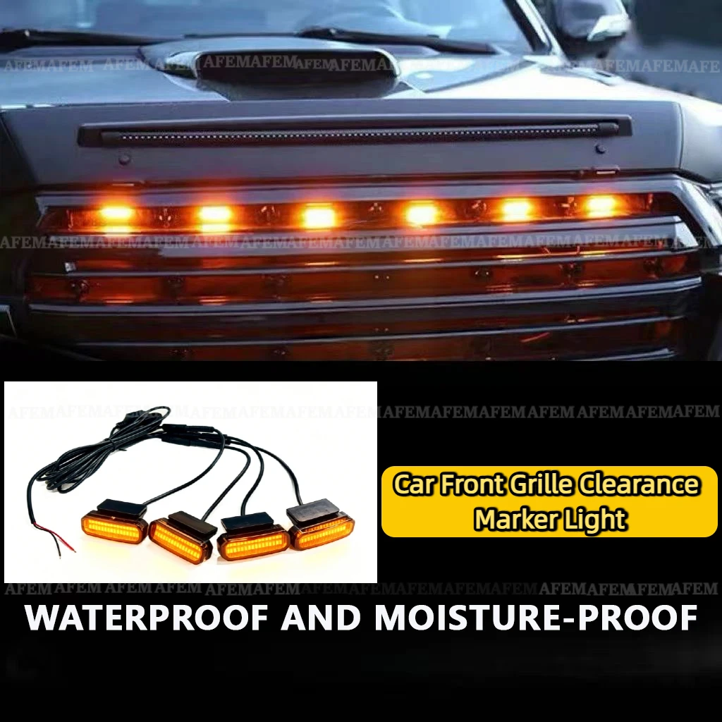 Universal Yellow / White LED Car Front Grille Clearance Marker Light Assemblies for Toyota Hliux Revo Fortuner Ford F-150 Ranger