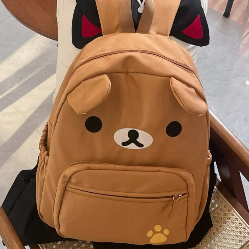 

2026 New Japanese Style Cute Bear Canvas Backpack Large Capacity Versatile Student School Bag Birthday Gift For Teen Girls