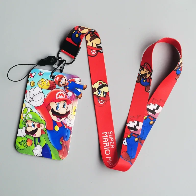 Super Marios Rope Card Holder Boys Girls Cartoon Anime Card Holder Campus Student Meal Access Control Work Lanyard Badge Holder