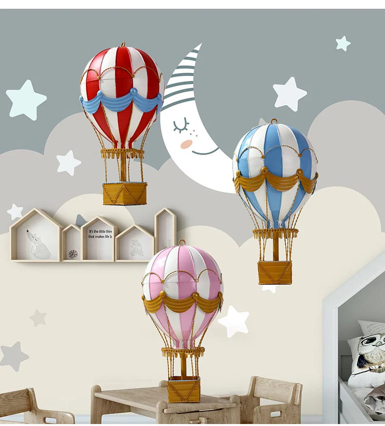 Imagem -06 - Hanging Craft Casa Sala 35cm1.15ft Modern Iron Hot Air Balloon Acessórios Decoração de Parede Rainbow Lantern 1pc