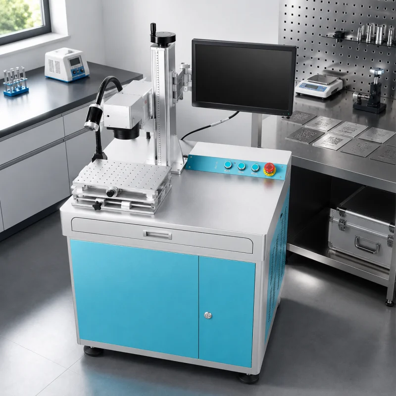 Automatic Fiber Laser Marking Machine With Conveyor Table For Steel Tags Barcode Marking High Contrast Wholesale Supplier
