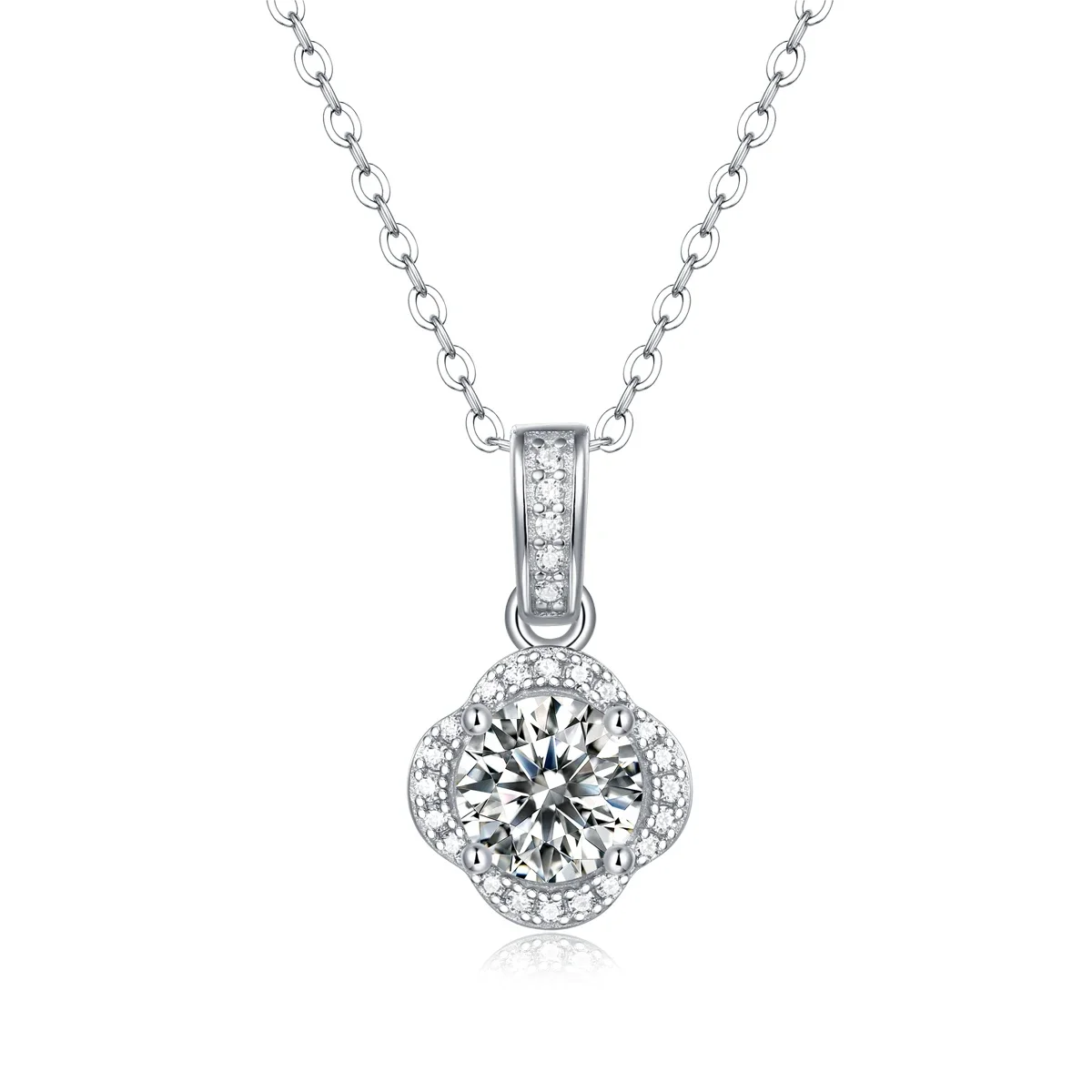 

Luxury Fashion Jewelry Pure 925 Sterling Silver White Gold Moissanite Necklace For Women