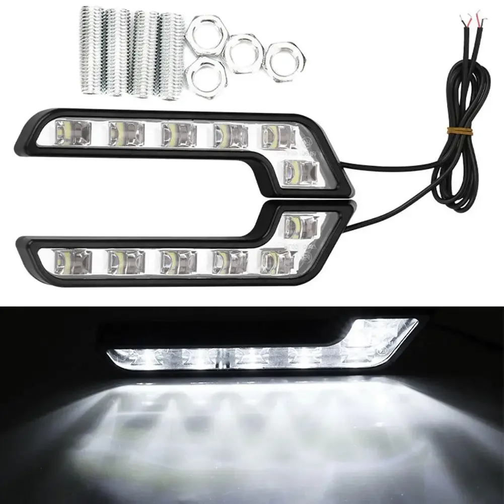 

2Pcs Universal LED Car Daytime Running Light 6LED 12V L-Shaped DRL White Light 660LM Waterproof Driving Fog Lights Accessories