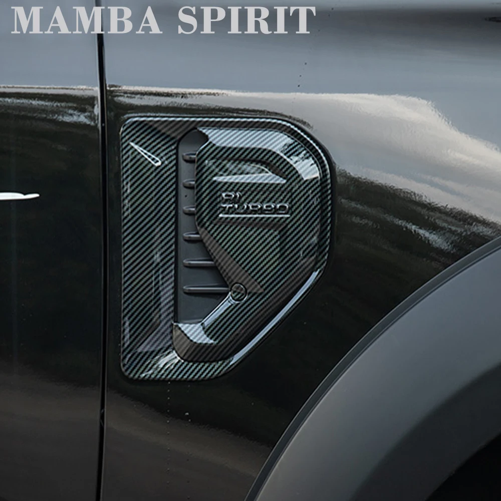 Suitable for Ford Ranger T9 2023 2024 2025 Leaf Board Decorative Stickers, Upgraded Bright Black Carbon Print Pattern Exterior