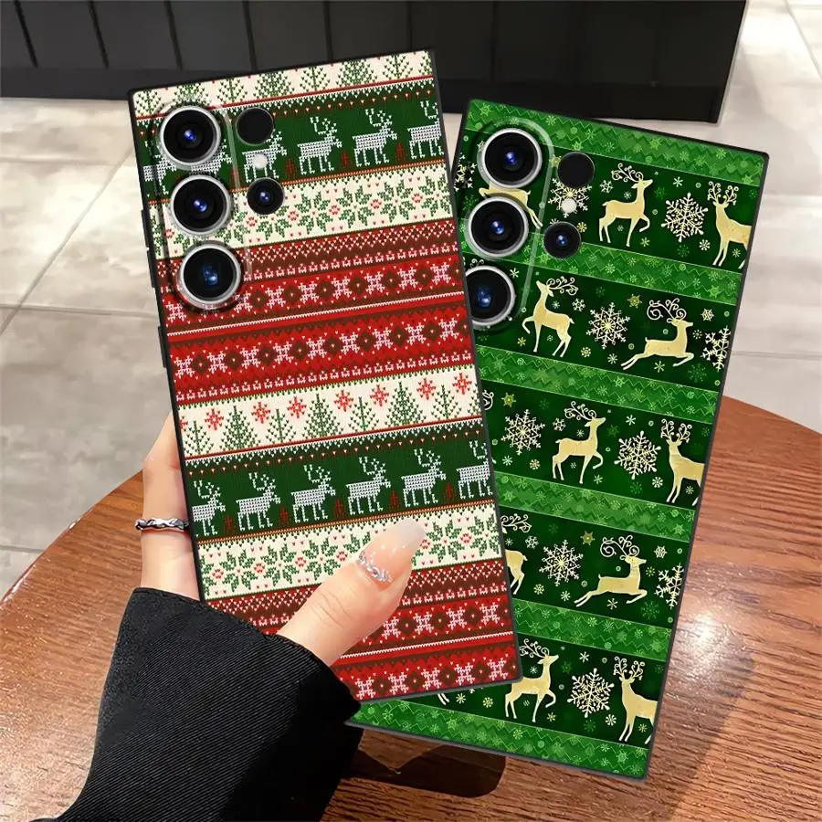 Soft Back Phone Cover Case for Samsung Galaxy S23 FE S24+ S24 Plus S25+ S22 S9 S21 S25 Ultra S20 Christmas