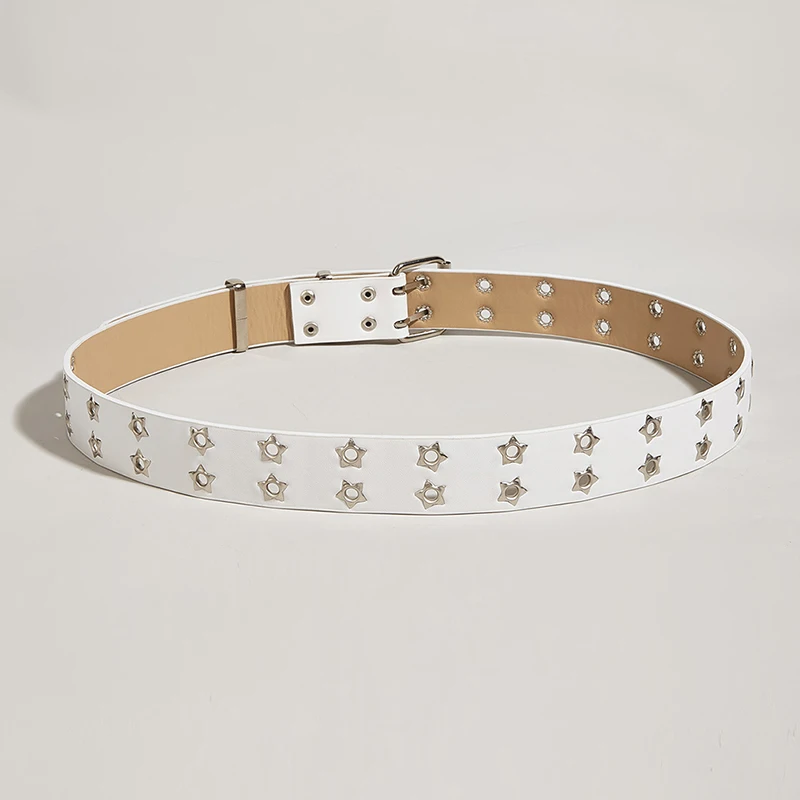 Punkstijl Ster Dubbele Rij Riem Taille Riem Holle Pu Lederen Jeans Decoratieve Mode Tailleband