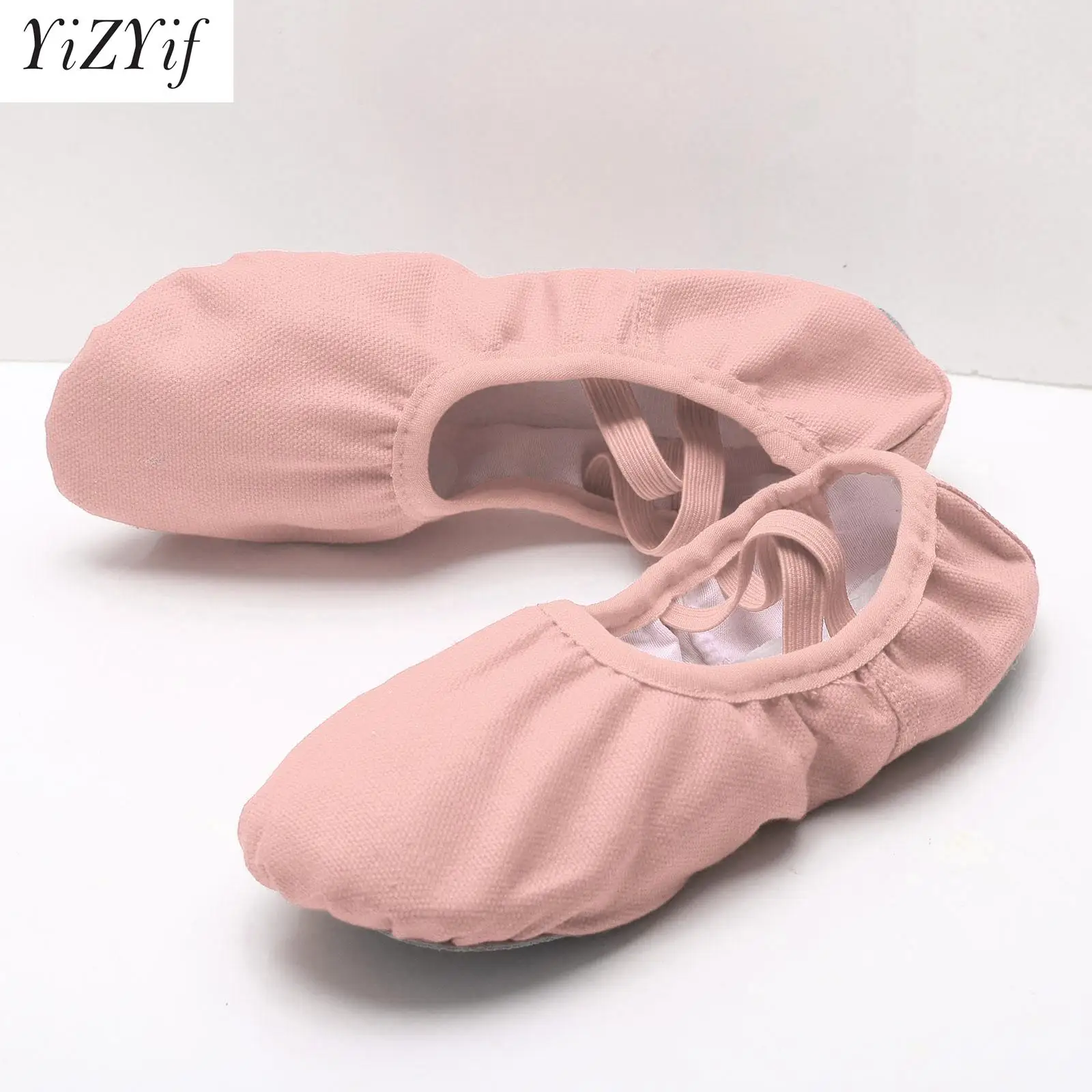 1 Pair Kids Soft Ballet Slippers Ballet Dance Shoes Solid Color Cross Elastic Band Gymnastics Training Dancing Shoes for Girls