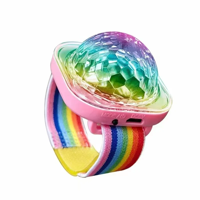 Tragbare RGB LED Sound Control Disco Bühnenlichter für Kinder Handgelenk Umgebungslampe Projektionslampe KTV Bar Home Party Kinderspielzeug