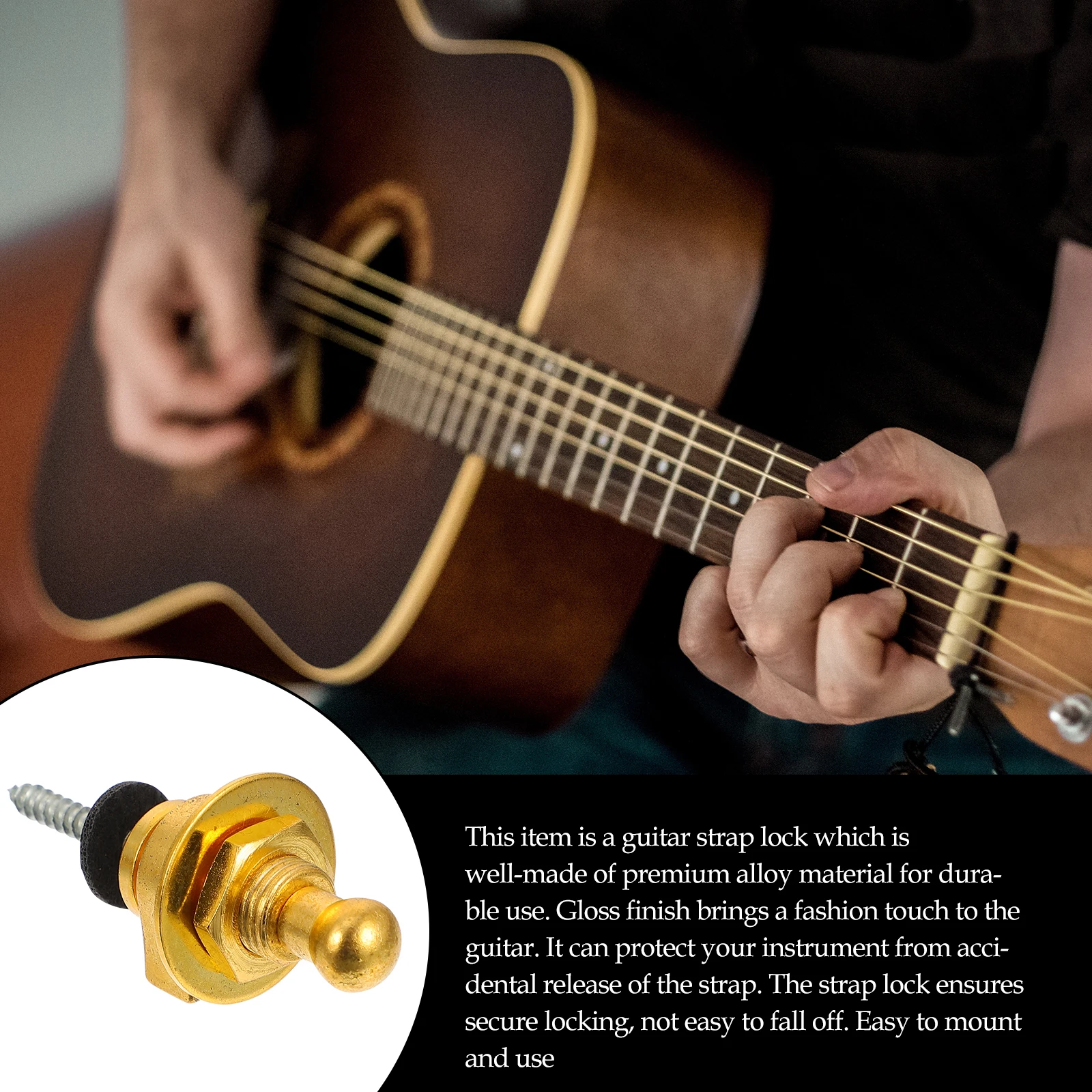 

2Pcs Guitar Strap Lock Anti slip Bass Belt Stud Metal Security Plating Alloy Tail Nail for Acoustic Electric Instruments