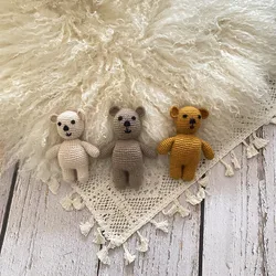 Newborn photo props hand-knitted wool bear studio photography background matching