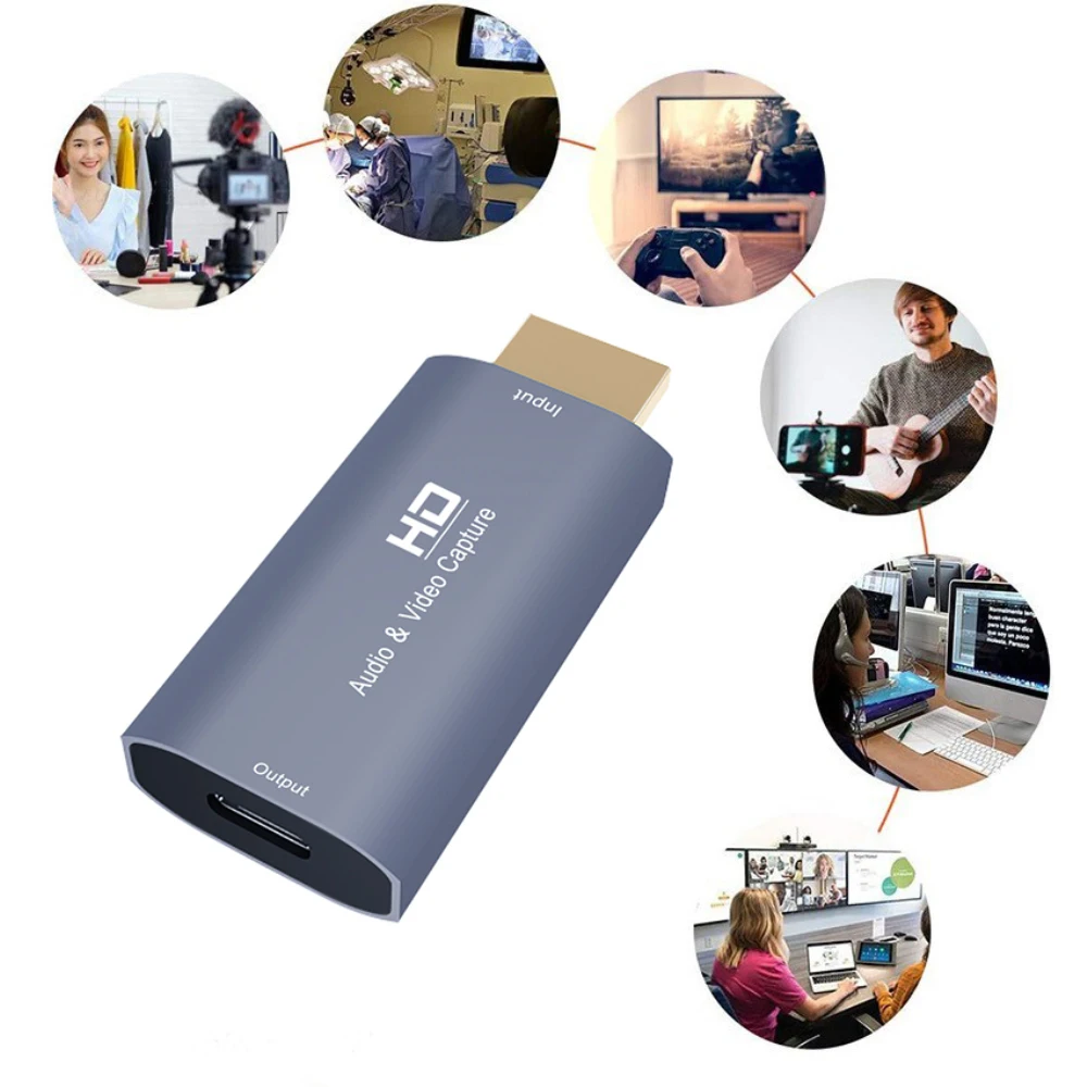 USB Streaming Video Capture para Placa, Gravador de Câmera, Cartão sem fio, Compatível com 1080P, Tipo C, F, 4K, 60Hz