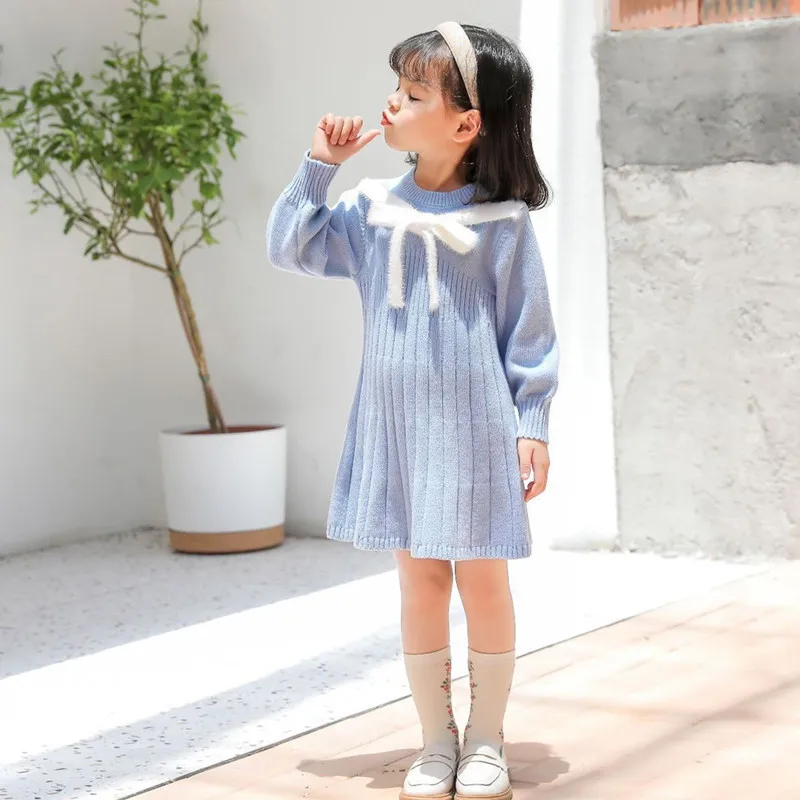 Girls winter princess dress knit sweater toddler fall fashion children clothing baby girl clothing playful