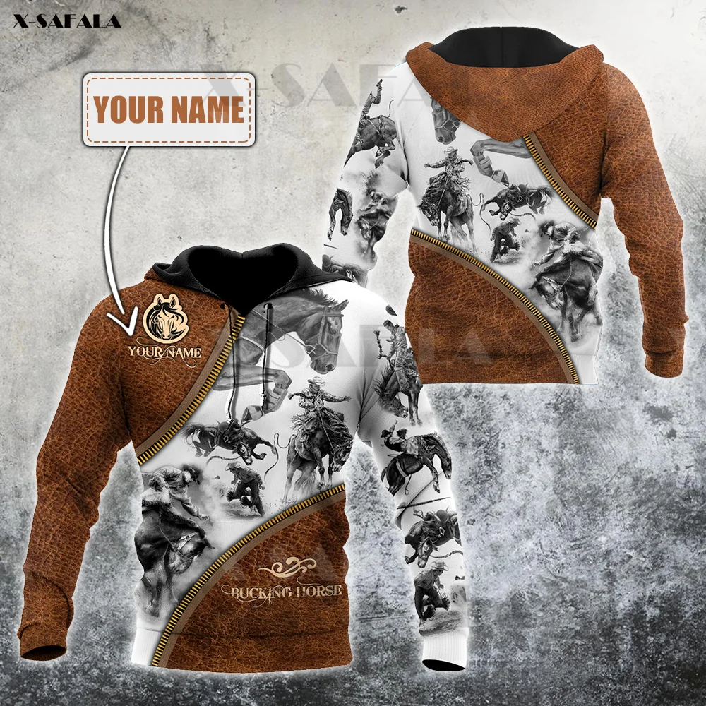 Rodeo Bucking Horse Riding Game 3D Printed Zipper Hoodie Men Pullover Sweatshirt Hooded Jersey Tracksuits Outwear Coat Casual