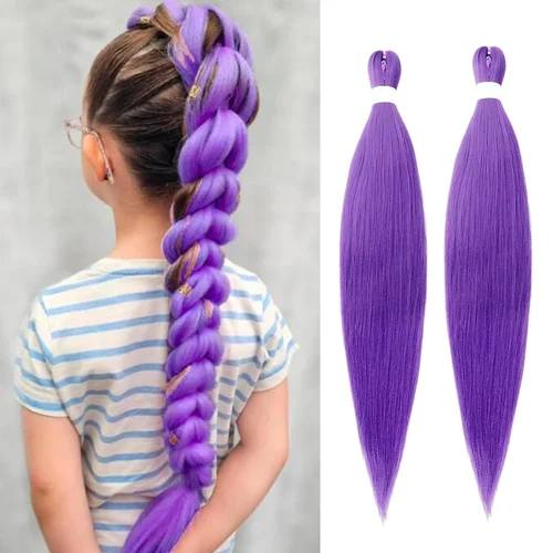 Extensiones de cabello trenzado sintético preestirado, pelo trenzado morado largo para trenzas, fiesta de escenario, disfraz de Halloween, Cosplay