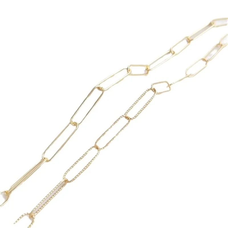 

Color 14K Gold Hand-welded Chain Slender O Chain Light Luxury Simple Wind Loose Chain DIY Jewelry Bracelet Necklace